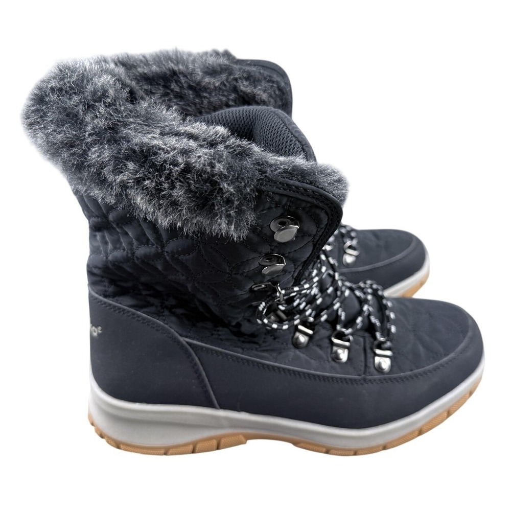 Chooka Boots Womens Size 7 Black Belltown Mid Faux Fur Snow Winter Waterproof